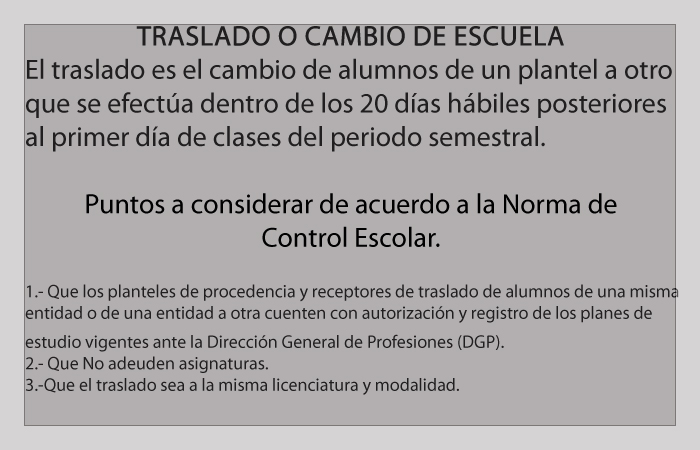 <b>CAMBIO DE ESCUELA</b>
                                              </p> <b>Nota:</b> Los Cambios de Escuela los realiza el <b>Capturista</b> de la Escuela Normal.</b></p>
                                              