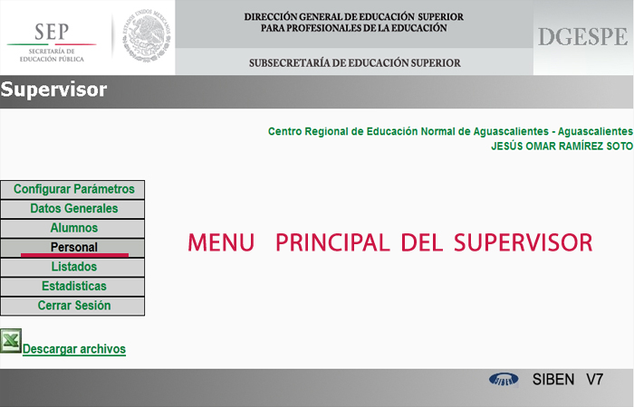 Paso 1: Entrar a la sesión de Supervisor y eligir del menú principal (izquierdo) la opción de Personal.