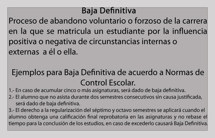 <b>BAJA DEFINITIVA</b>
                                              </p> <b>Nota: Las Bajas Definitivas</b> solo las puede dar el <b>Enlace Estatal</b>.