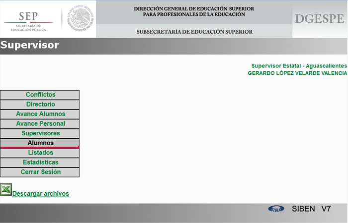 Paso 2: Seleccionar del menú principal (izquierdo) la opción de Alumnos.